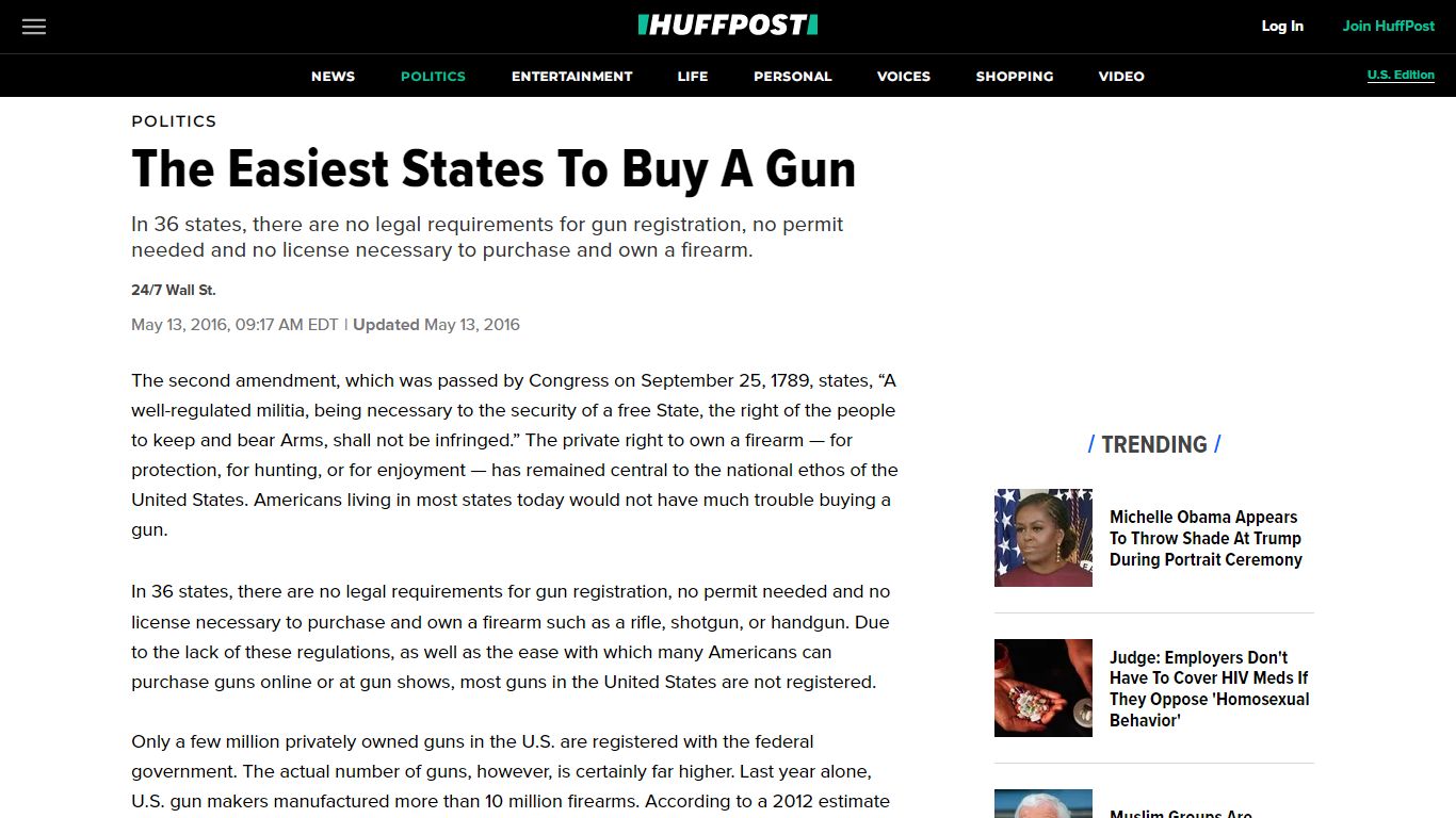 The Easiest States To Buy A Gun | HuffPost Latest News