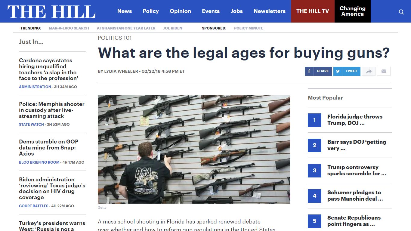 What are the legal ages for buying guns? | The Hill